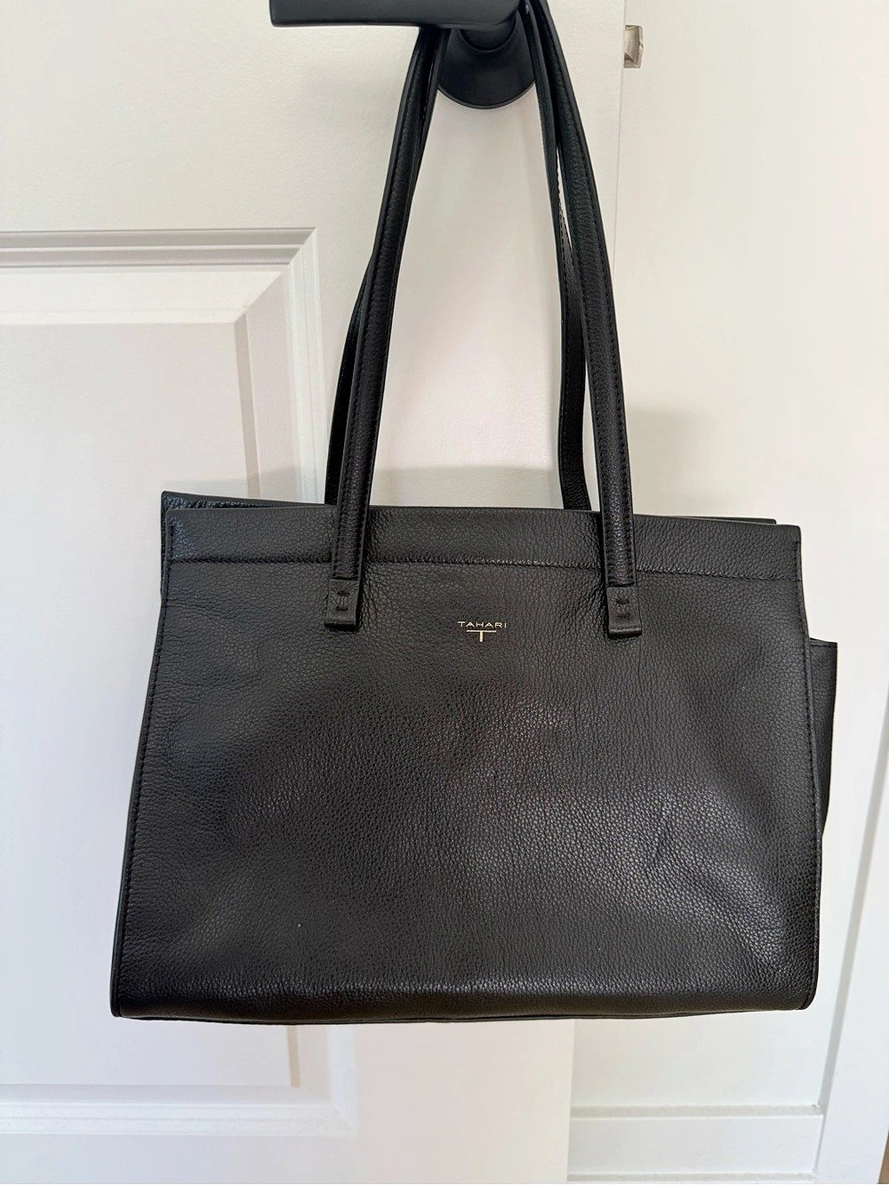 Tahari Academy Tote Leather Bag Black